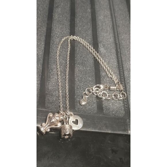 Brighton Heart Silver Plated Dangle Necklace Adjustable - Picture 1 of 5